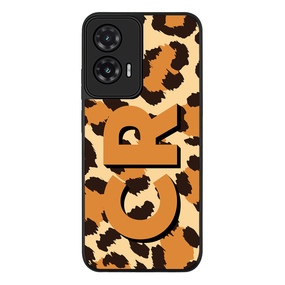 Custom Monogram 3D Shadow Text Animal Skin Pattern, Phone Case - Motorola