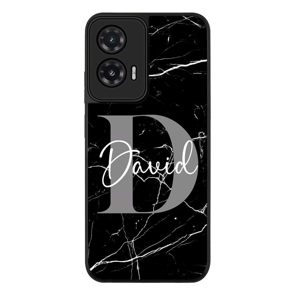 Personalized Text Black & White Marble Texture, Phone Case - Motorola