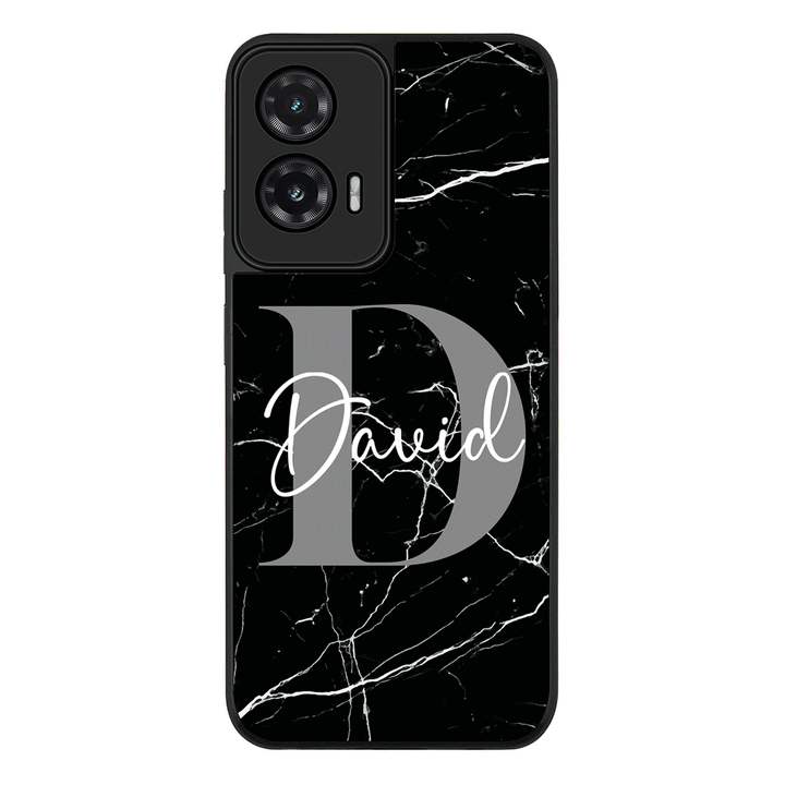 Personalized Text Black & White Marble Texture, Phone Case - Motorola