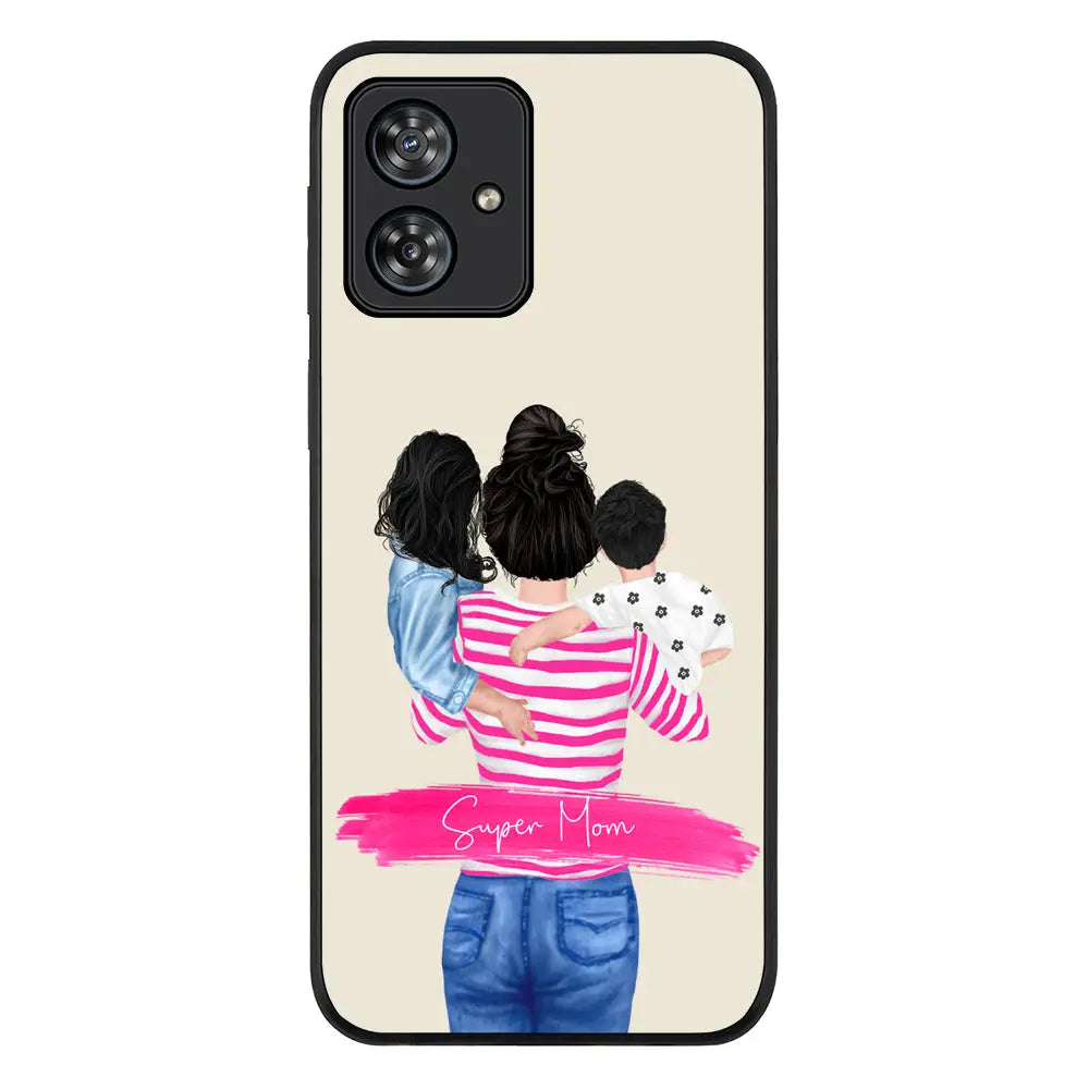 Custom Clipart Text Mother Son & Daughter Phone Case - Motorola - Moto G54 / Power / G64 / Rugged