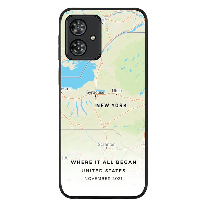 Personalized map Phone Case - Motorola - Moto G54 / Power / G64 / Rugged Black - Stylizedd