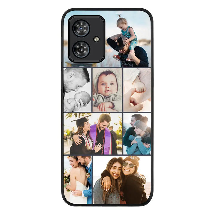 Personalised Photo Collage Grid Phone Case - Motorola - Moto G54 / Power / G64 / Rugged Black