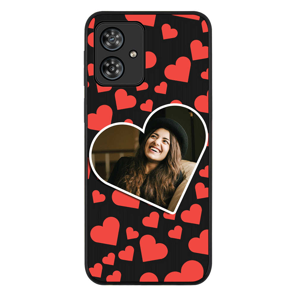 Custom Photo Heart shaped Phone Case - Motorola - Moto G54 / Power / G64 / Rugged Black - Stylizedd