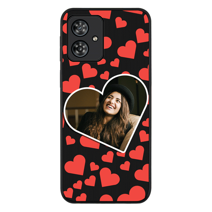 Custom Photo Heart shaped Phone Case - Motorola - Moto G54 / Power / G64 / Rugged Black - Stylizedd