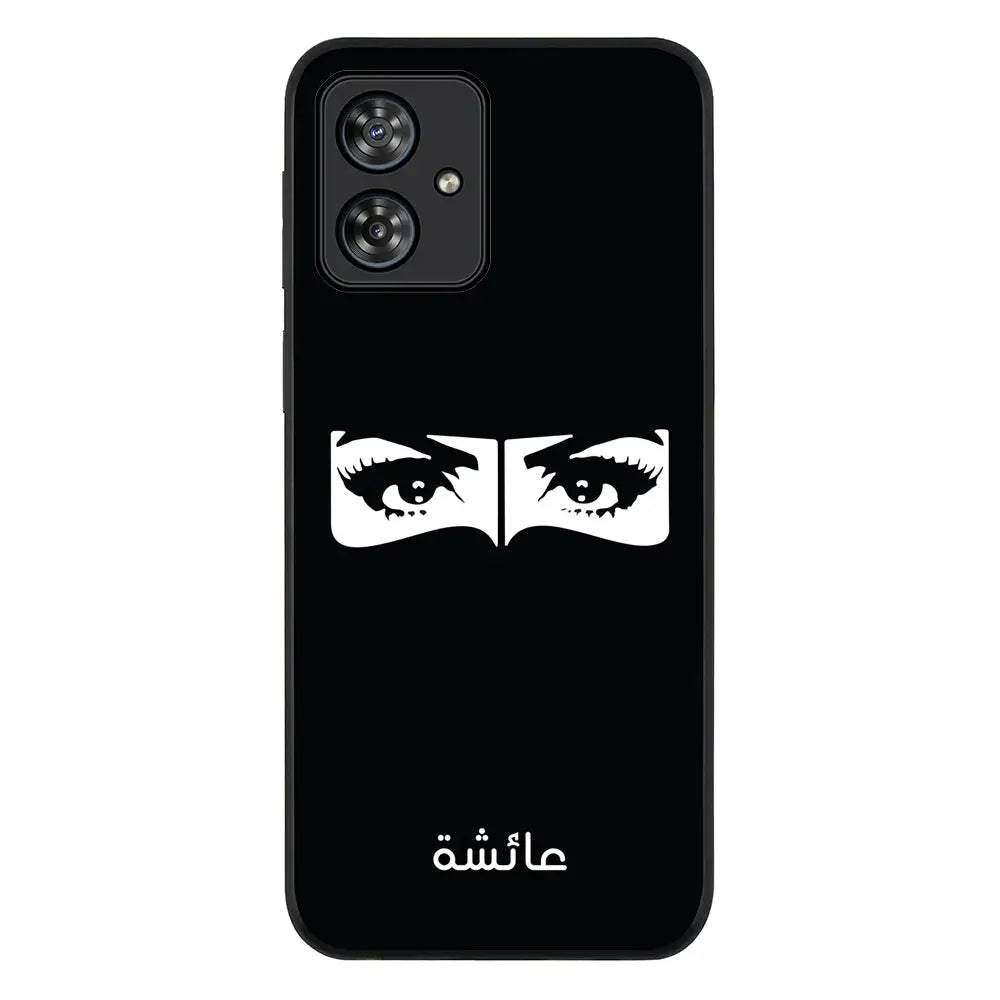 Motorola Moto G54 / G54 Power / G64 / Rugged Black Custom Name Niqabi Eye, Phone Case - Motorola - Stylizedd.com