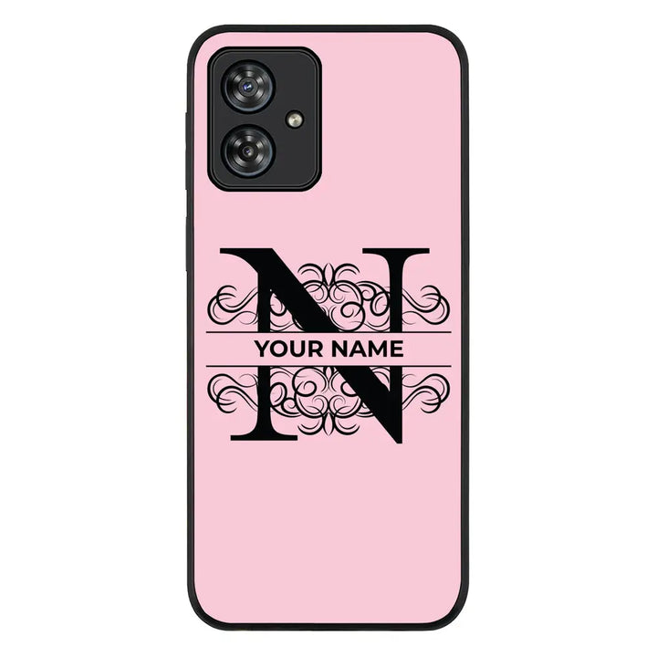 Split Floral Initial Phone Case - Motorola - Moto G54 / Power / G64 / Rugged Black - Stylizedd