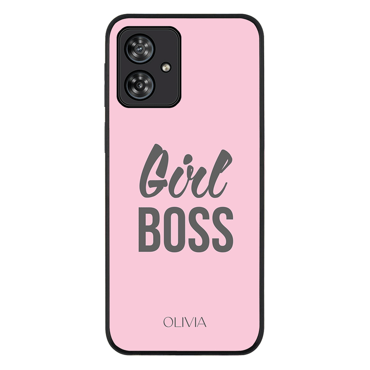 Motorola Moto G54 / G54 Power / G64 / Rugged Black Personalized Name Girl Boss, Phone Case - Motorola - Stylizedd.com