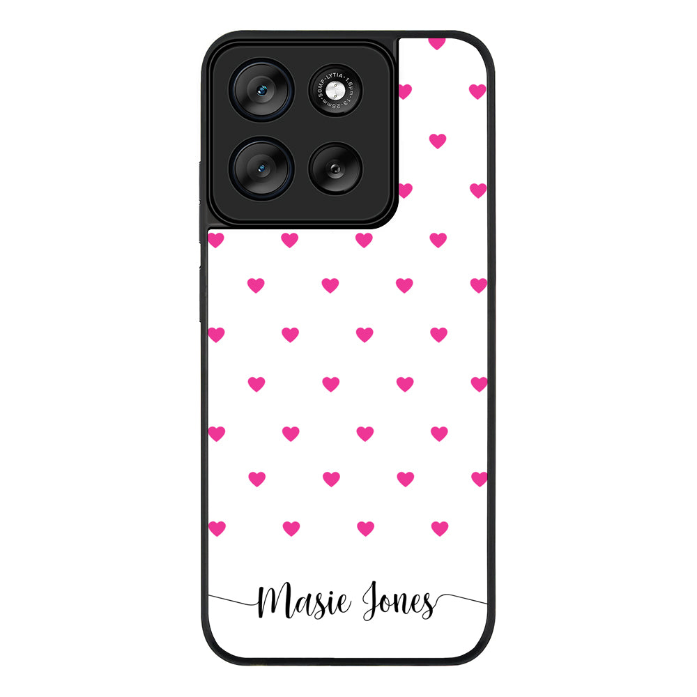 Heart Pattern Custom Text, My Name Phone Case - Motorola