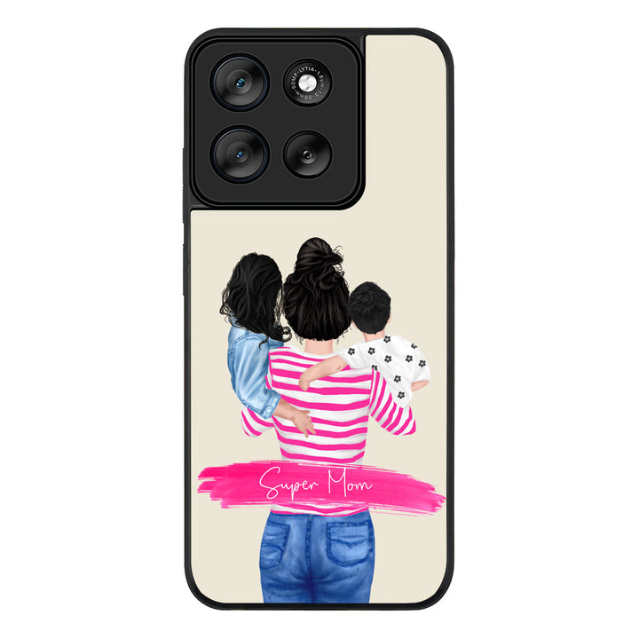Custom Clipart Text Mother Son & Daughter Phone Case - Motorola