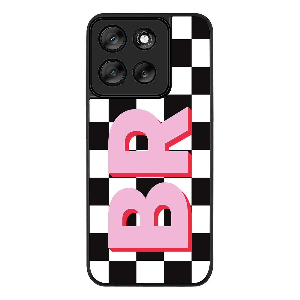 Custom Monogram Initial Checkerboard, Phone Case - Motorola