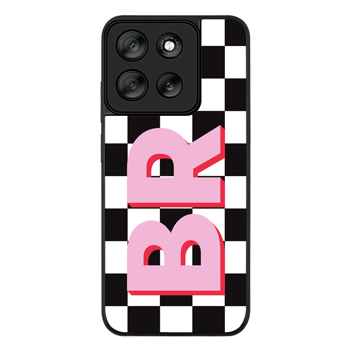Custom Monogram Initial Checkerboard, Phone Case - Motorola