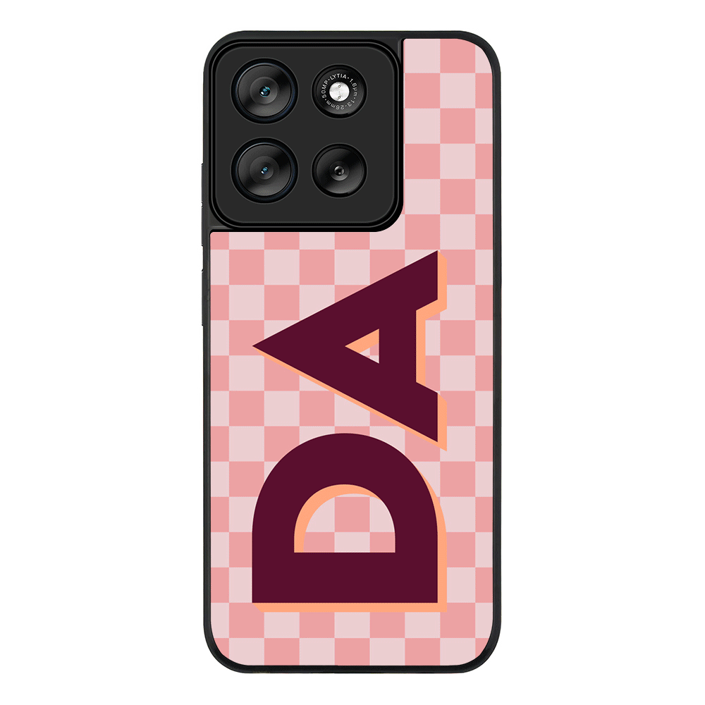 Custom Monogram Initial Small Checkerboard, Phone Case - Motorola