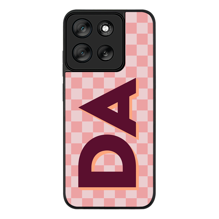 Custom Monogram Initial Small Checkerboard, Phone Case - Motorola