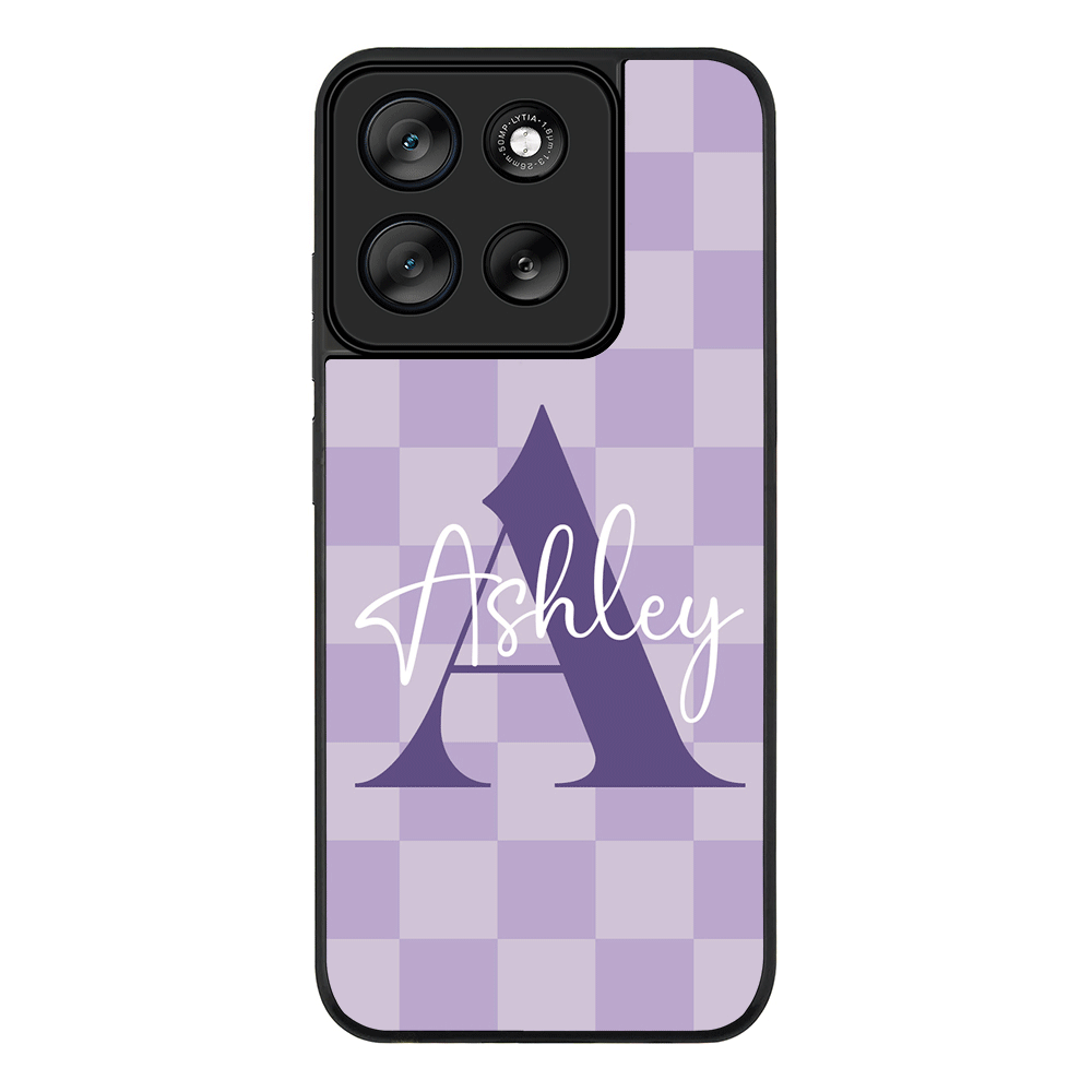 Personalized Name Initial Monogram Checkerboard, Phone Case - Motorola