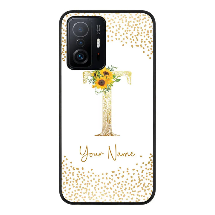 Xiaomi 11T Pro 5G / Rugged Black Phone Case Floral Mandala Initial Phone Case - Xiaomi - Stylizedd