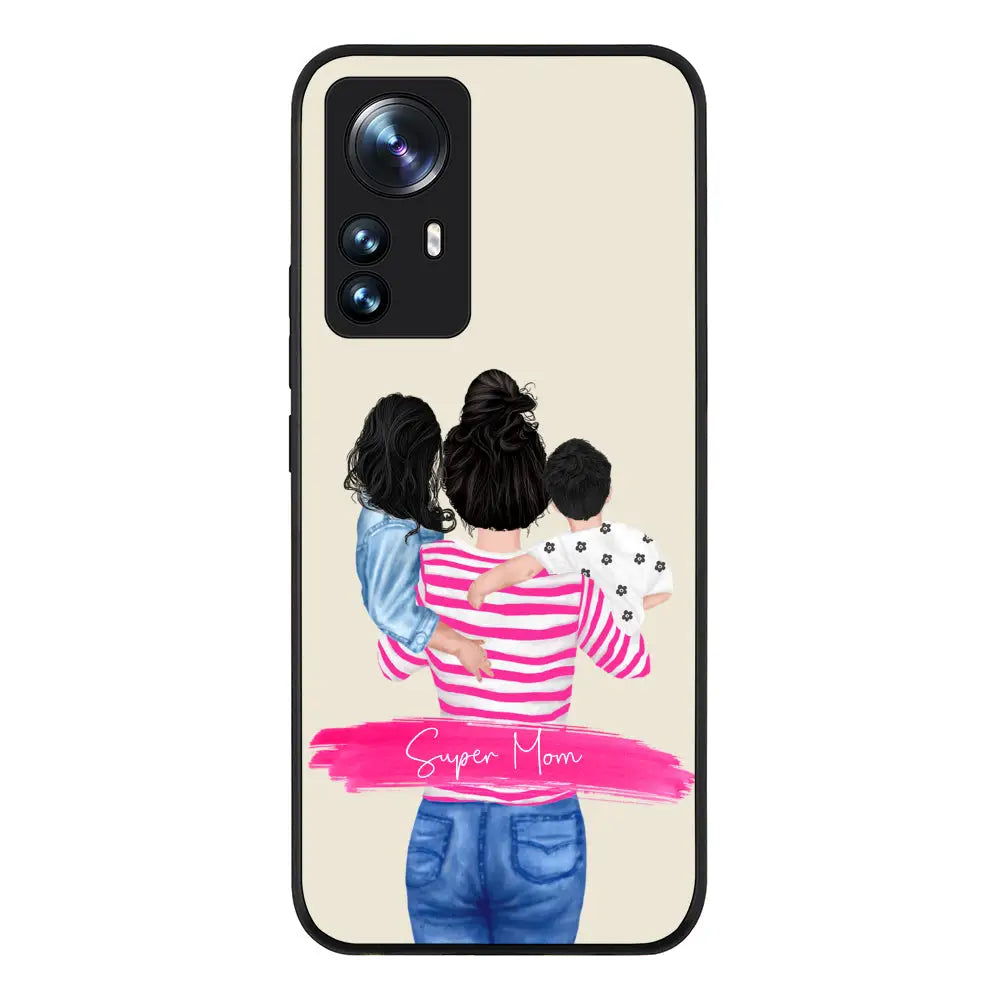 Xiaomi 12 Lite Rugged Black Custom Clipart Text Mother Son & Daughter Phone Case - Xiaomi - Stylizedd.com