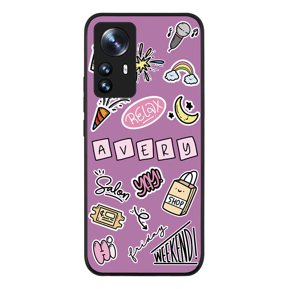 Xiaomi 12 Pro / Rugged Black Personalized Name Cute Weekend Girl Sticker, Phone Case - Xiaomi - Stylizedd.com