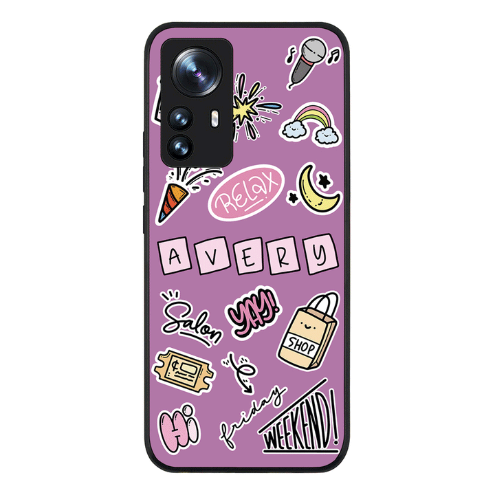 Xiaomi 12 Pro / Rugged Black Personalized Name Cute Weekend Girl Sticker, Phone Case - Xiaomi - Stylizedd.com