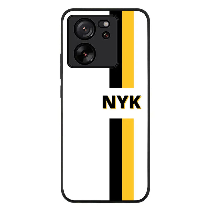 Custom Striped Monogram Phone Case - Xiaomi - 13T / Pro / Rugged Black - Stylizedd