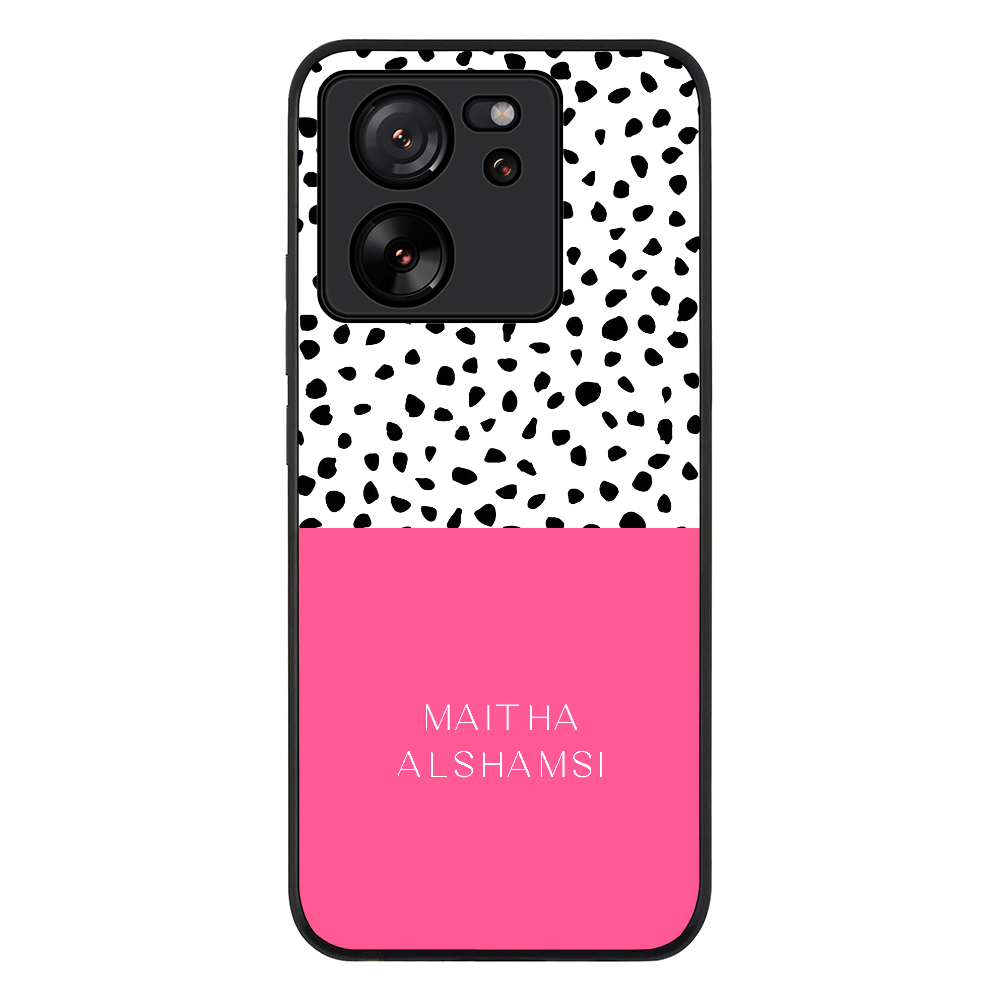 Personalized Text Colorful Spotted Dotted Phone Case - Xiaomi - 13T / Pro / Rugged Black - Stylizedd