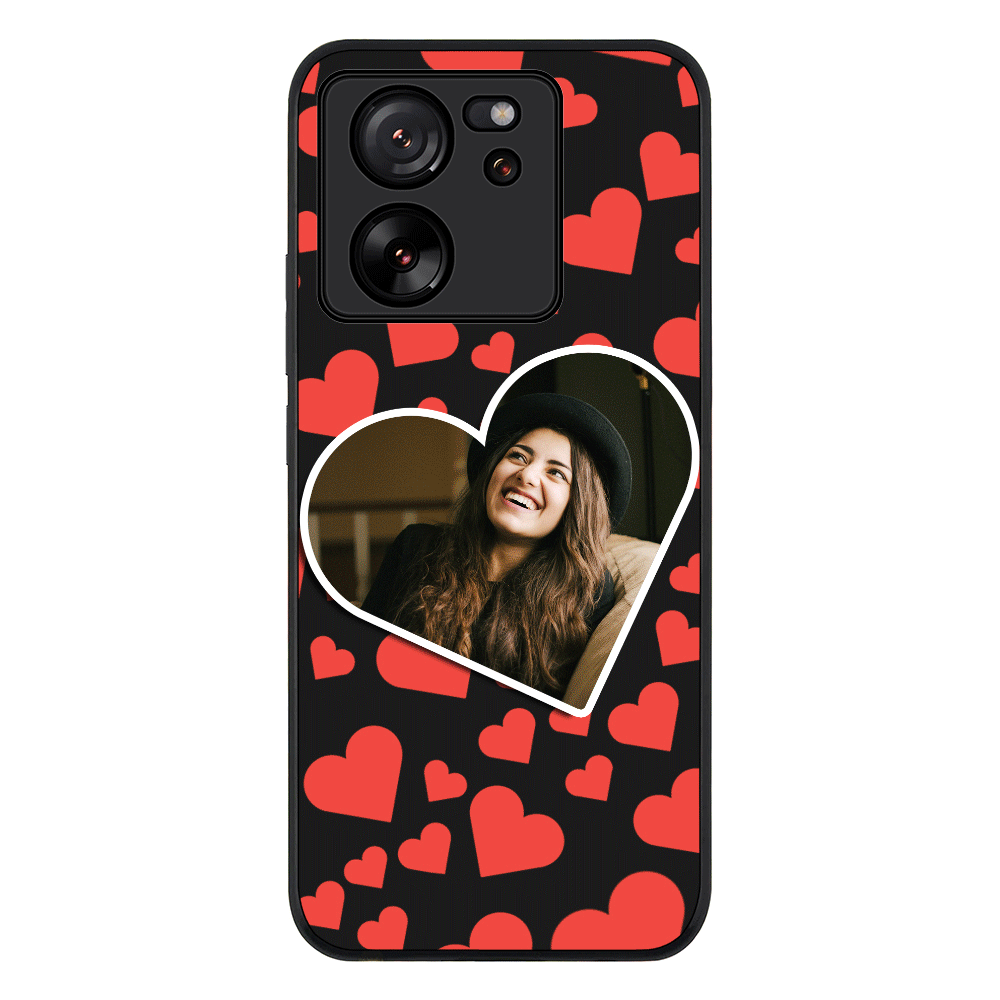 Custom Photo Heart shaped Phone Case - Xiaomi - 13T / Pro / Rugged Black - Stylizedd