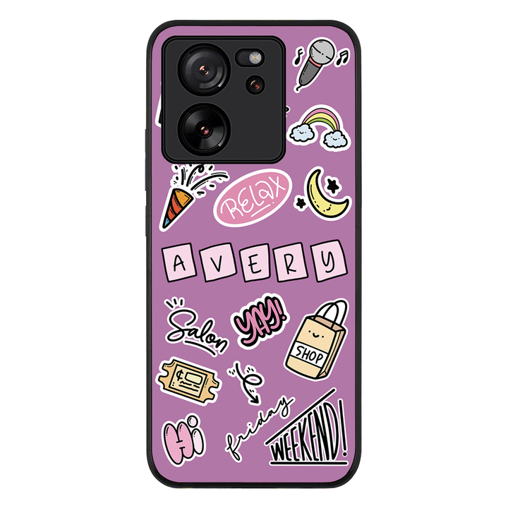 Xiaomi 13T / 13T Pro / Rugged Black Personalized Name Cute Weekend Girl Sticker, Phone Case - Xiaomi - Stylizedd.com