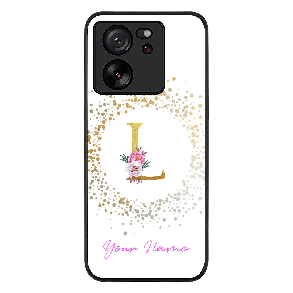 Floral Initial Phone Case - Xiaomi - 13T / Pro / Rugged Black - Stylizedd