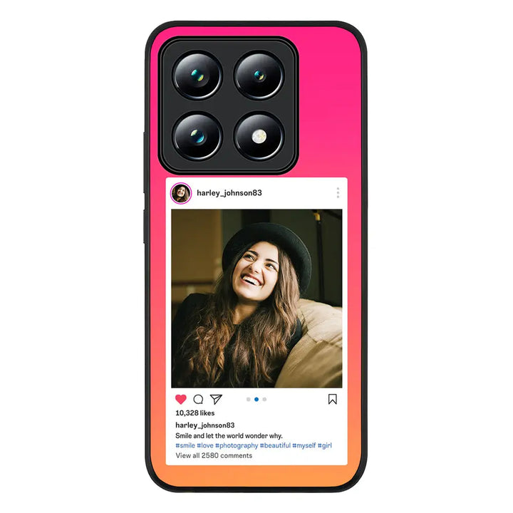 Custom Photo Instagram Post Template Phone Case - Xiaomi - 14T Pro / Rugged Black - Stylizedd