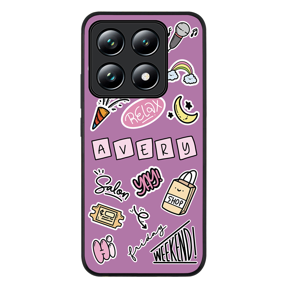Xiaomi 14T Pro / Rugged Black Personalized Name Cute Weekend Girl Sticker, Phone Case - Xiaomi - Stylizedd.com