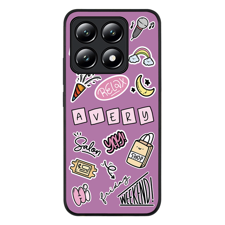 Xiaomi 14T / Rugged Black Personalized Name Cute Weekend Girl Sticker, Phone Case - Xiaomi - Stylizedd.com