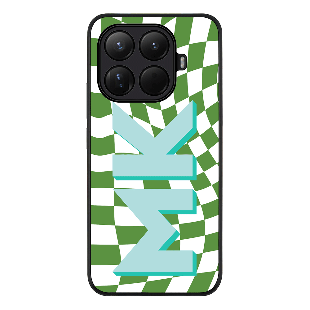Custom Monogram Initial Wavy Checkerboard, Phone Case - Xiaomi