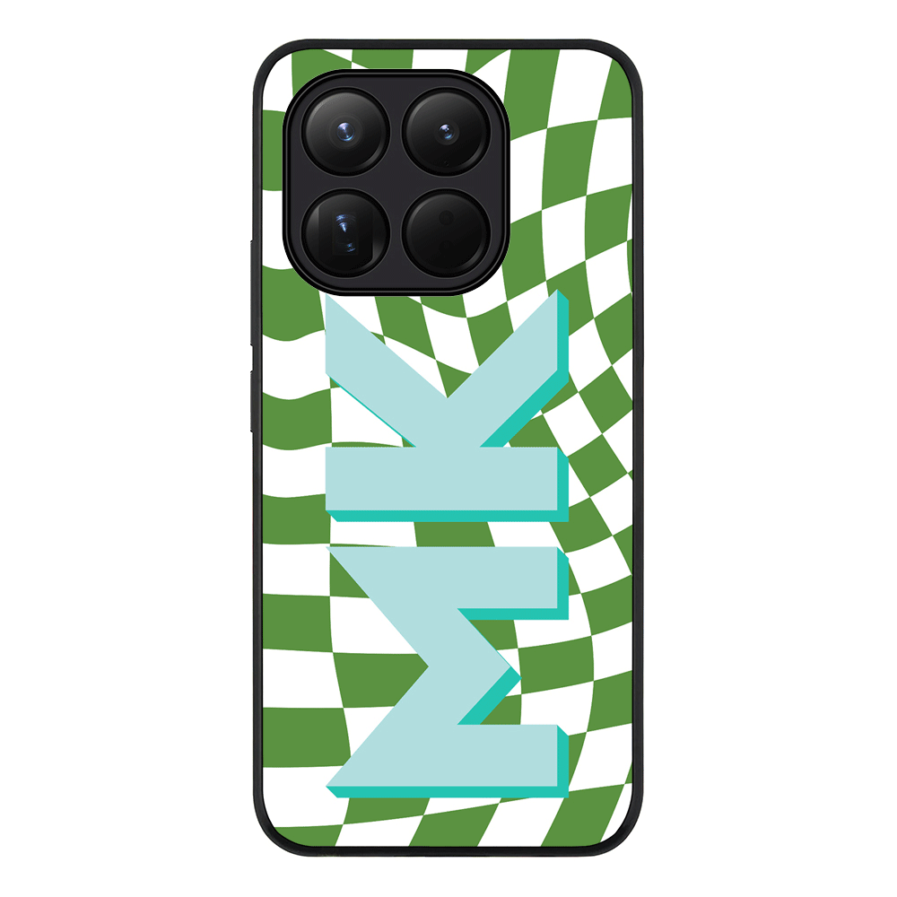 Custom Monogram Initial Wavy Checkerboard, Phone Case - Xiaomi