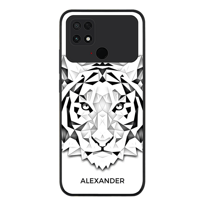 Poco C40 / Rugged Black Personalized Text Low Poly Art Design Animals, Phone Case - Poco - Stylizedd.com
