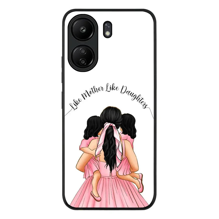 Poco C65 / Rugged Black Phone Case Mother 2 daughters Custom Clipart, Text Phone Case - Poco - Stylizedd