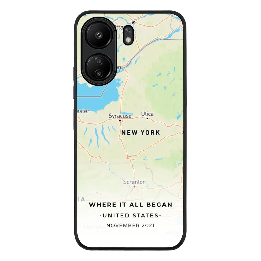 Personalized map Phone Case - Poco - C65 / Rugged Black - Stylizedd