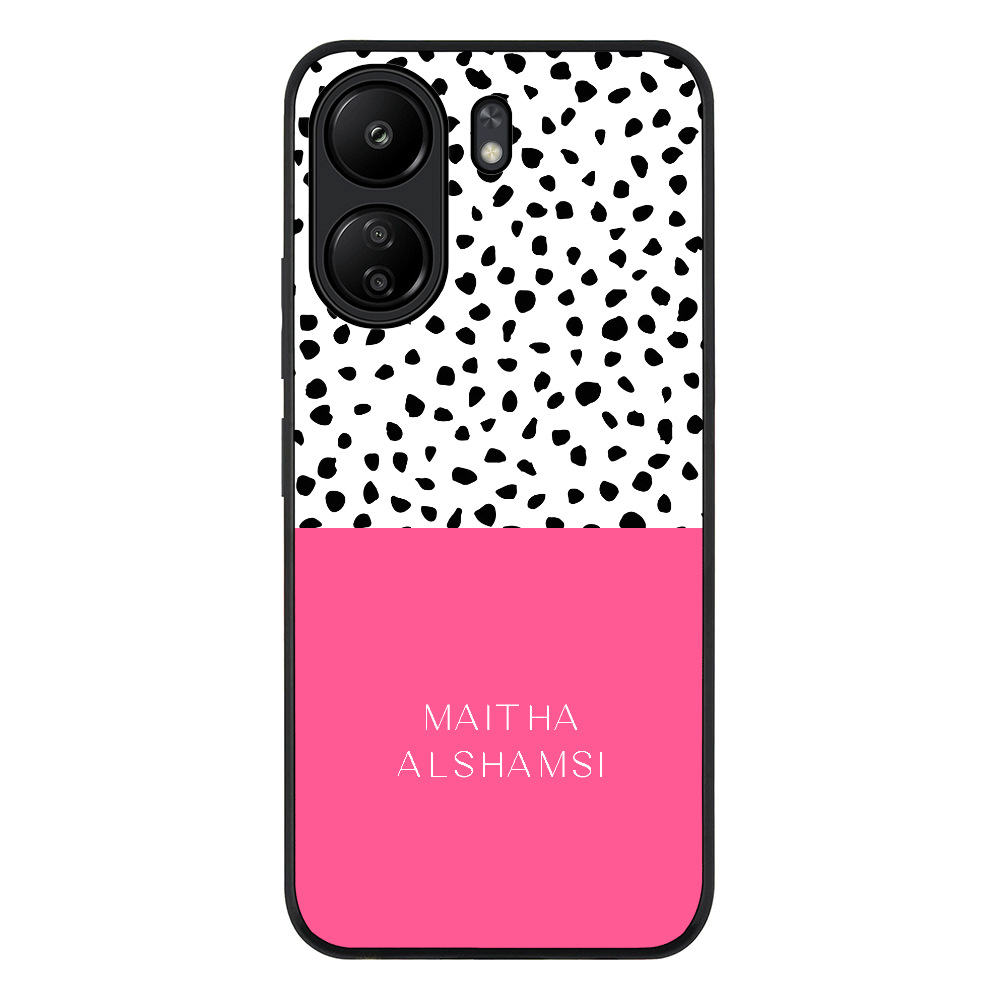 Personalized Text Colorful Spotted Dotted Phone Case - Poco - C65 / Rugged Black - Stylizedd