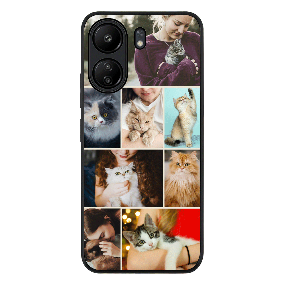 Personalised Photo Collage Grid Pet Cat Phone Case - Poco - C65 / Rugged Black - Stylizedd