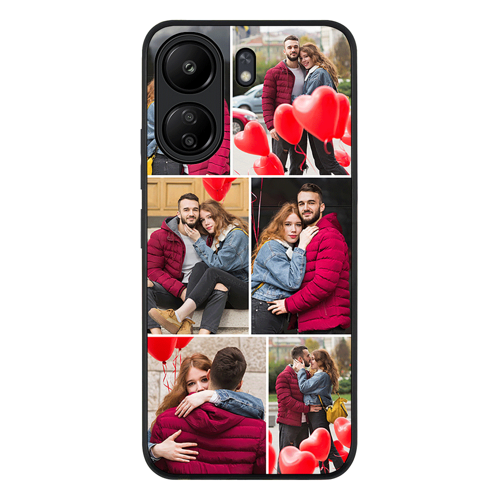 Poco C65 / Rugged Black Phone Case Personalised Valentine Photo Collage Grid, Phone Case - Poco - Stylizedd