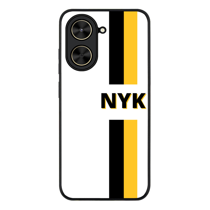 Redmi A5 4G / Rugged Black Custom Striped Monogram Phone Case - Redmi - Stylizedd.com