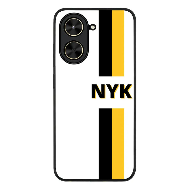 Custom Striped Monogram Phone Case - Redmi - A5 4G / Rugged Black - Stylizedd