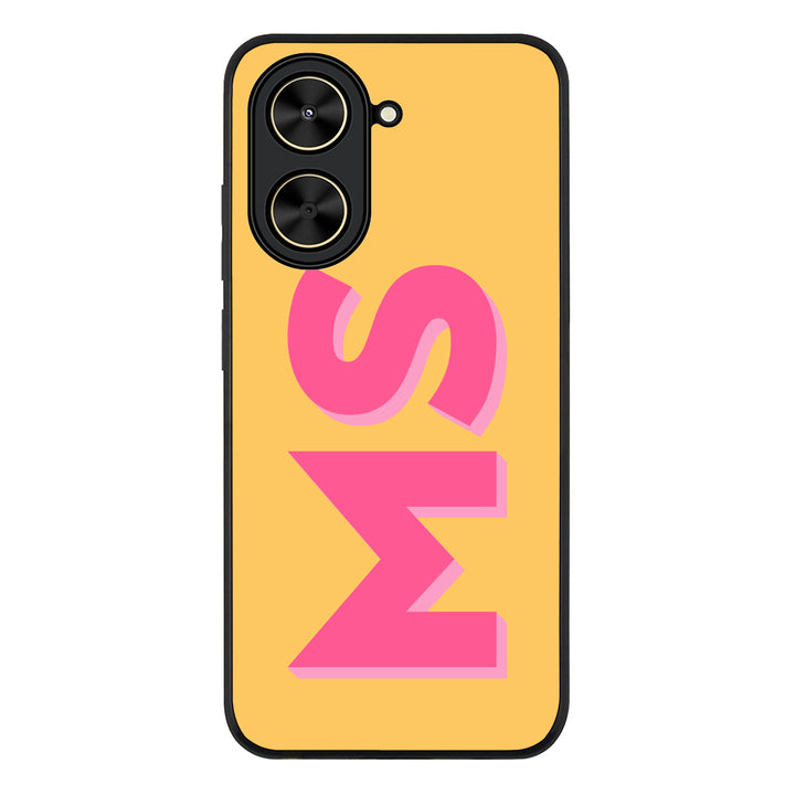 Redmi A5 4G / Rugged Black Personalized Monogram Initial 3D Shadow Text Phone Case - Redmi - Stylizedd.com