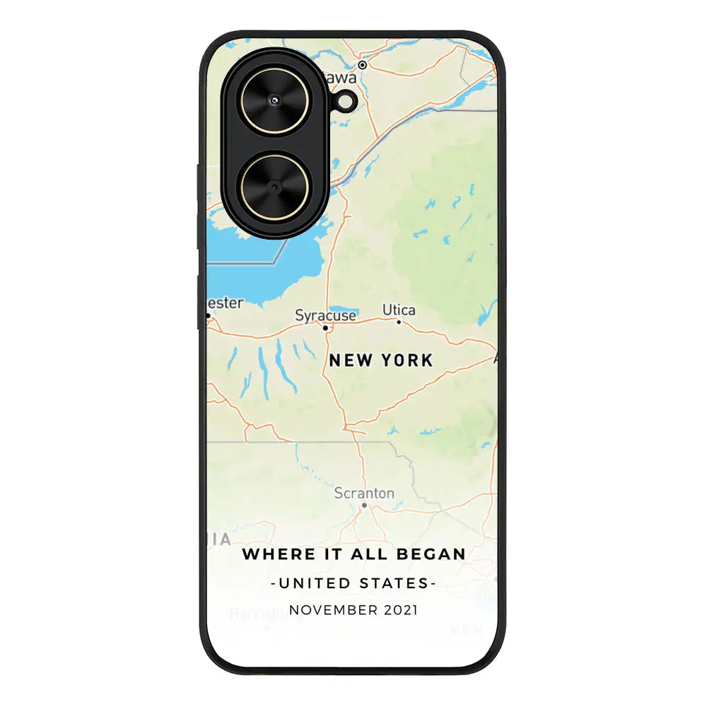 Personalized map Phone Case - Poco - C71 / Rugged Black - Stylizedd