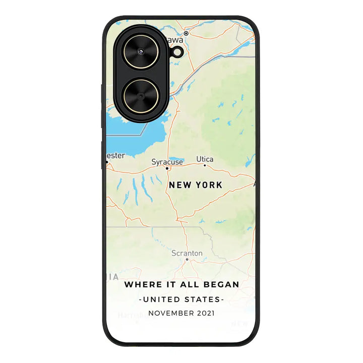 Personalized map Phone Case - Poco - C71 / Rugged Black - Stylizedd