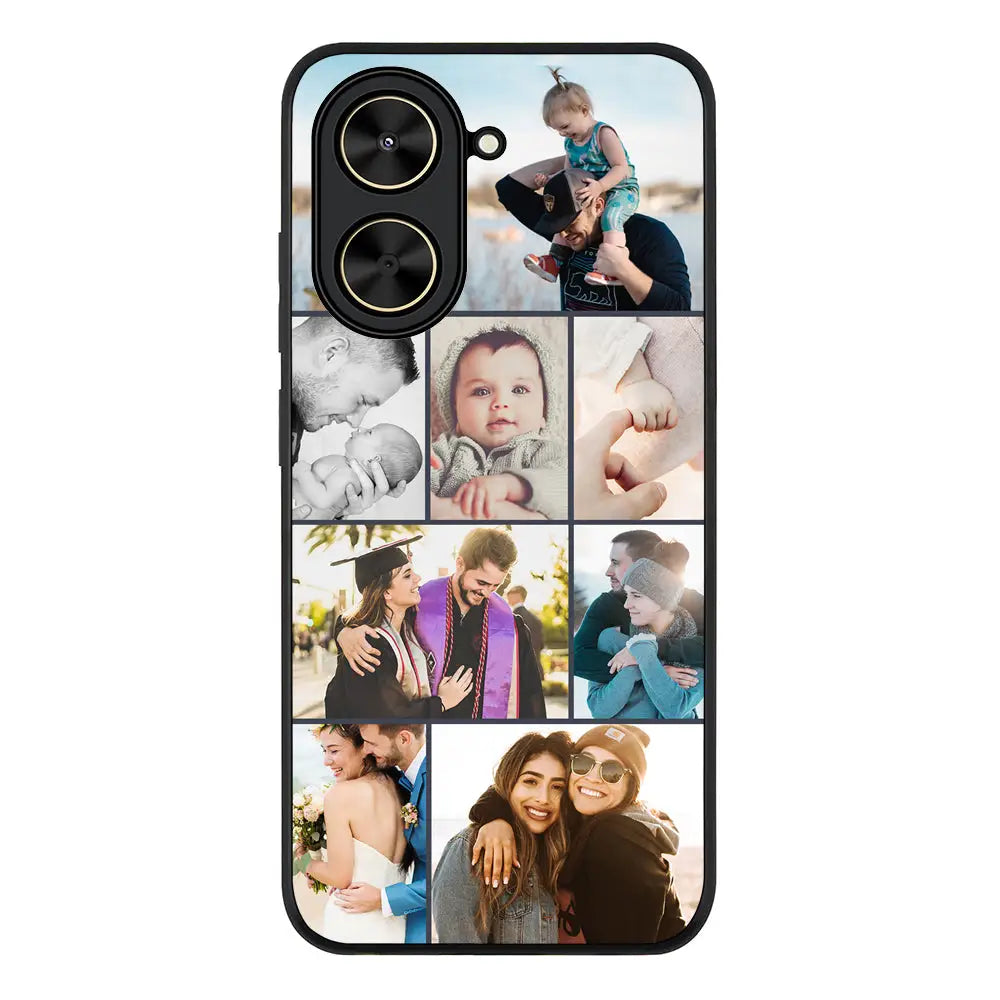 Personalised Photo Collage Grid Phone Case - Poco - C71 / Rugged Black - Stylizedd