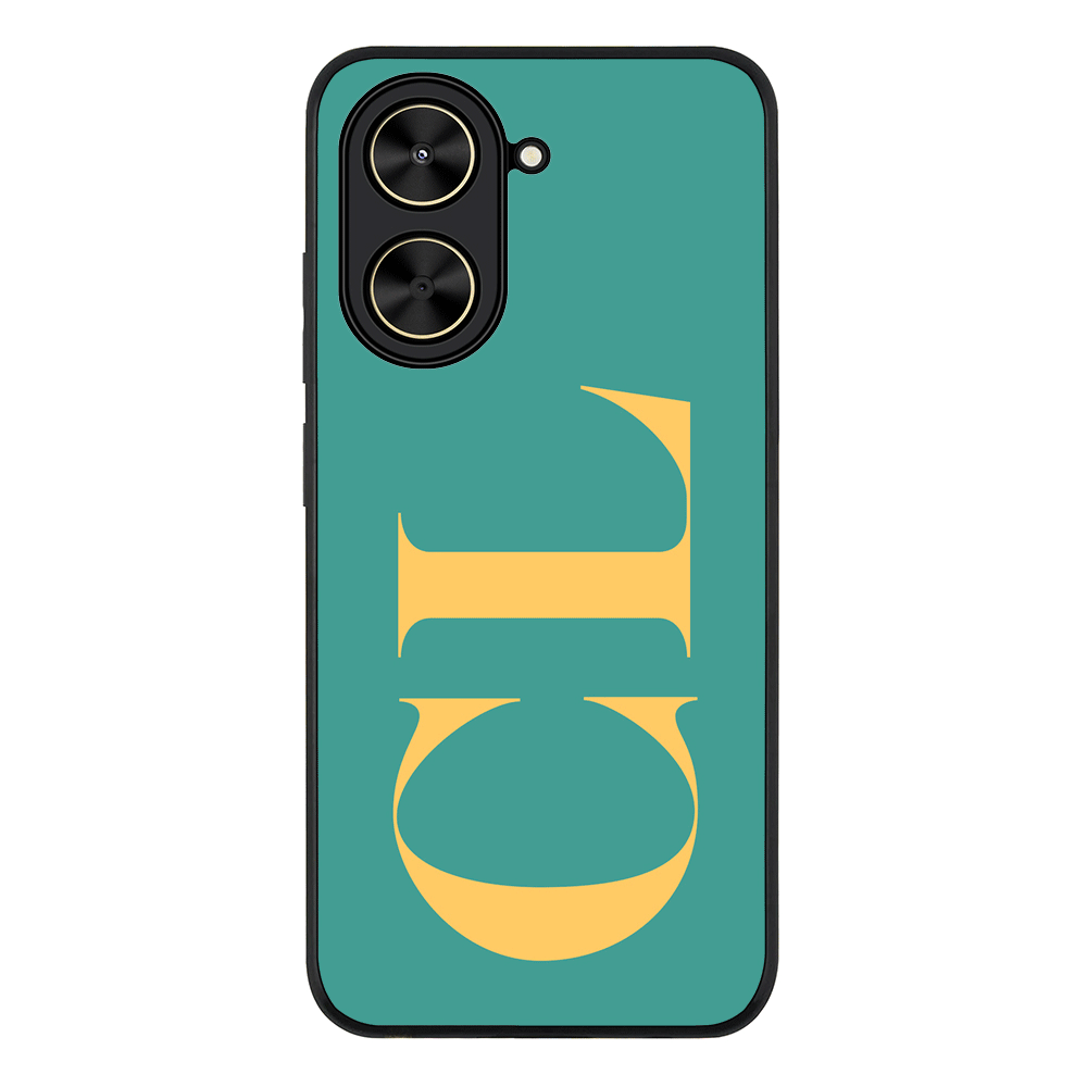 Redmi A5 4G / Rugged Black Personalized Monogram Large Initial 3D Shadow Text, Phone Case - Redmi - Stylizedd.com