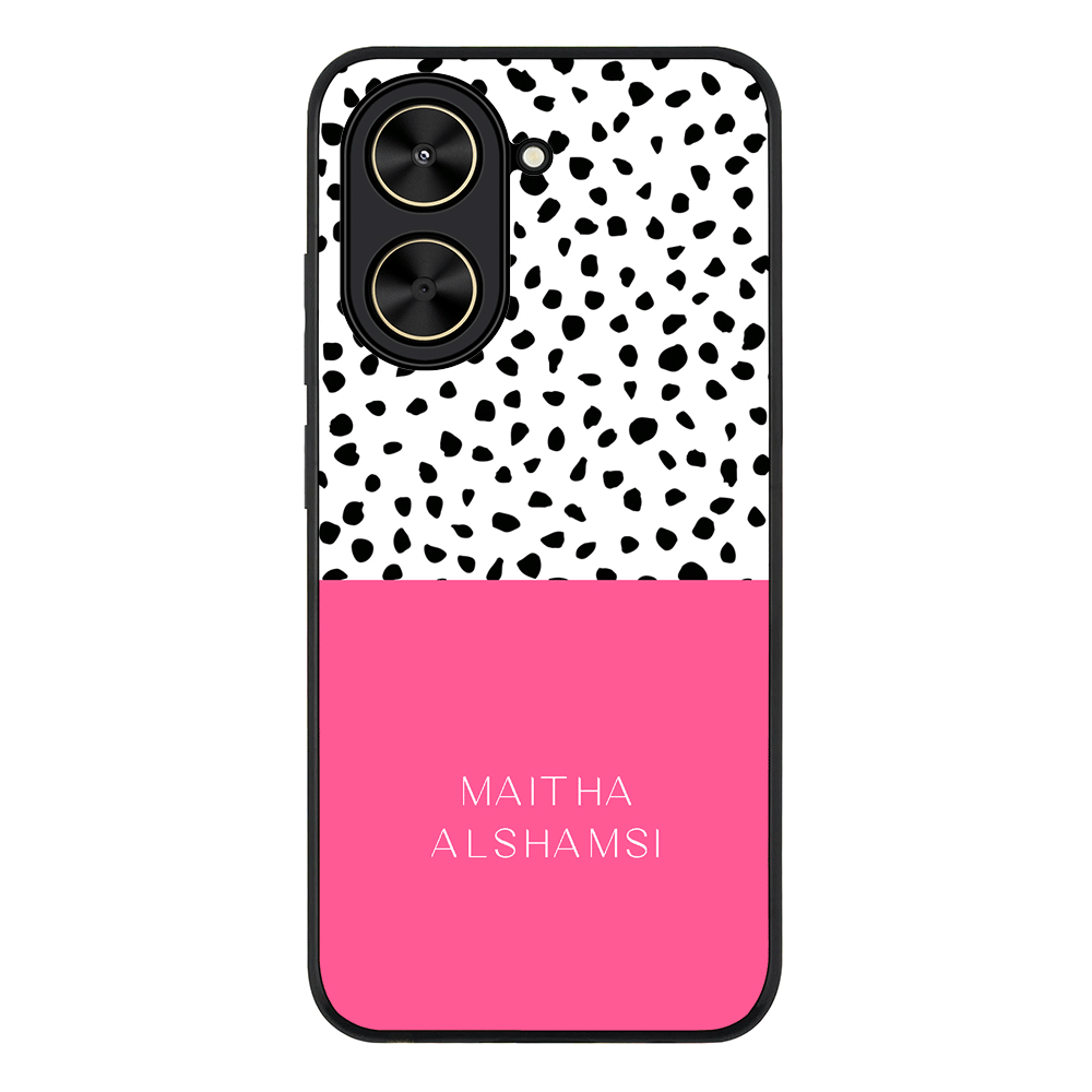 Personalized Text Colorful Spotted Dotted Phone Case - Redmi - A5 4G / Rugged Black - Stylizedd
