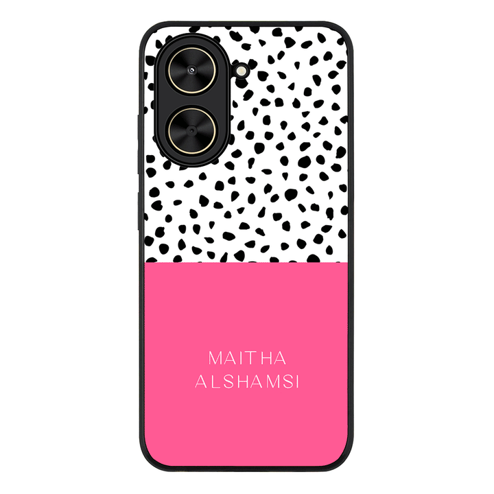 Personalized Text Colorful Spotted Dotted Phone Case - Redmi - A5 4G / Rugged Black - Stylizedd