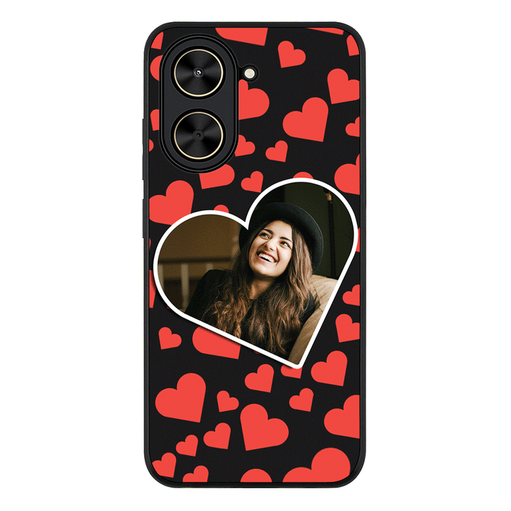 Redmi A5 4G / Rugged Black Custom Photo Heart shaped, Phone Case - Redmi - Stylizedd.com