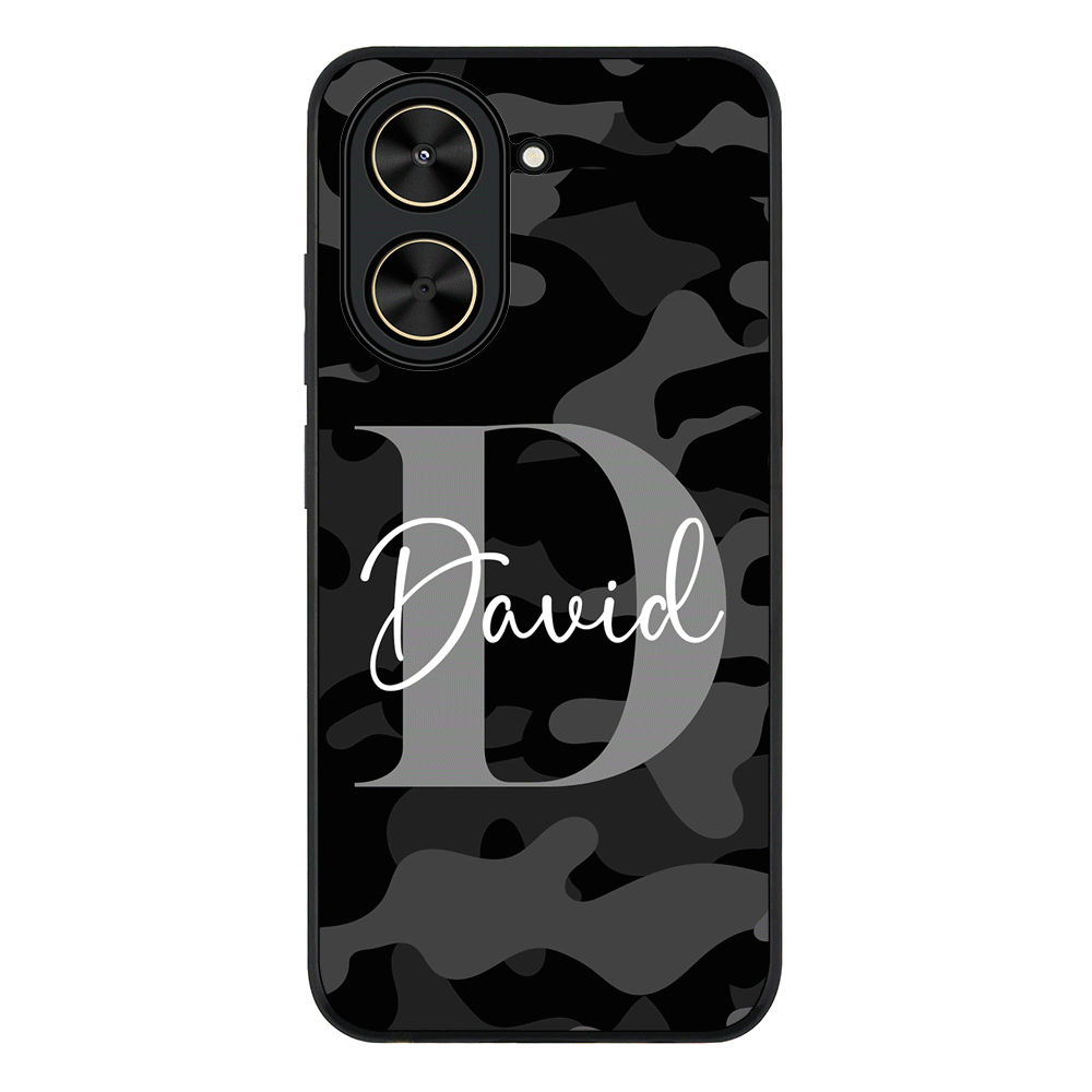 Personalized Name Camouflage Military Camo Phone Case - Poco - C71 / Rugged Black - Stylizedd