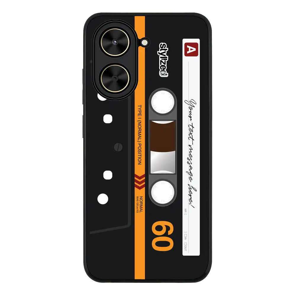 Custom Retro Cassette Tape Phone Case - Poco - C71 / Rugged Black - Stylizedd